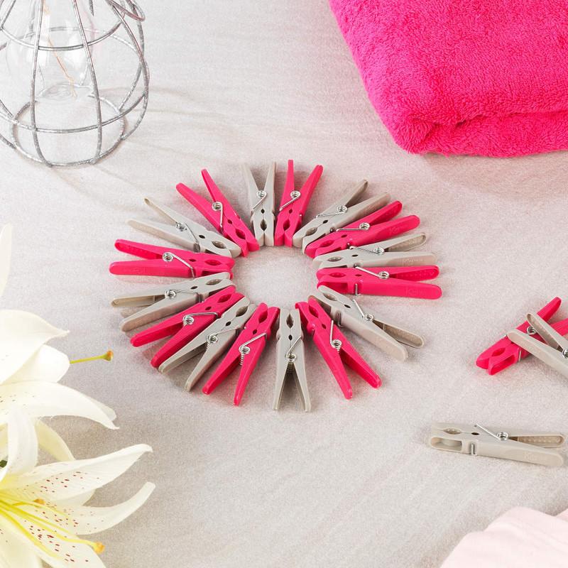 Kleeneze Strong And Durable Clothes Pegs Pack Of 50 Grey/Pink