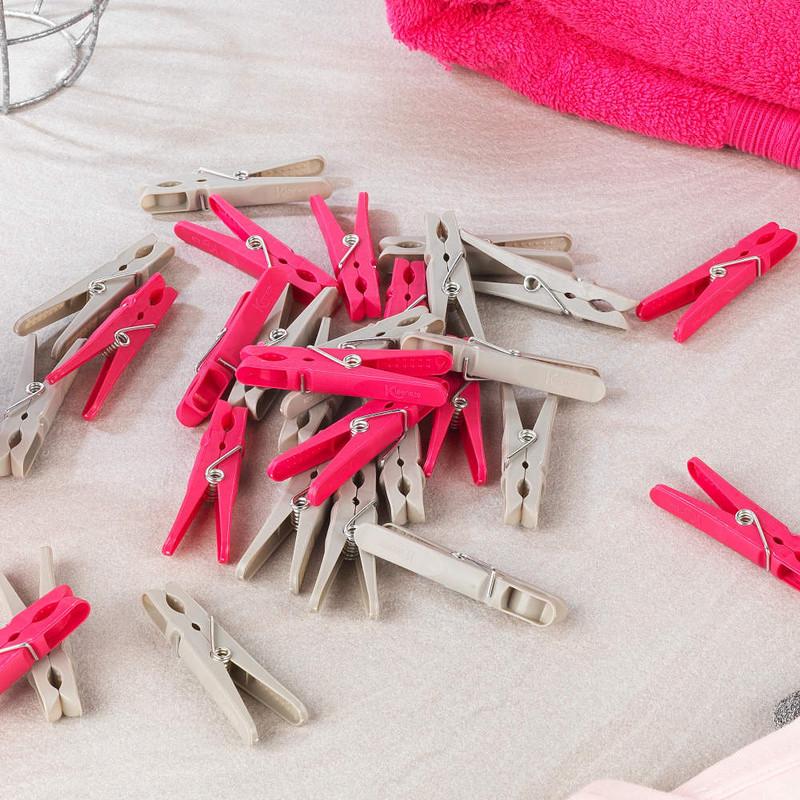Kleeneze Strong And Durable Clothes Pegs Pack Of 50 Grey/Pink