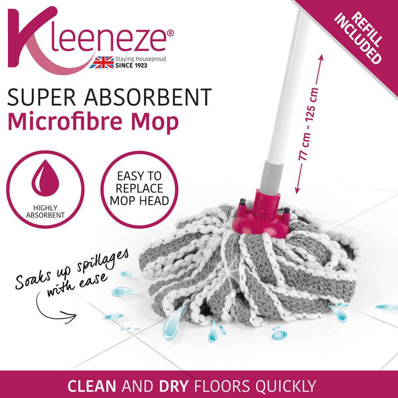 Kleeneze Super Absorbent Microfibre Mop Extendable Handle