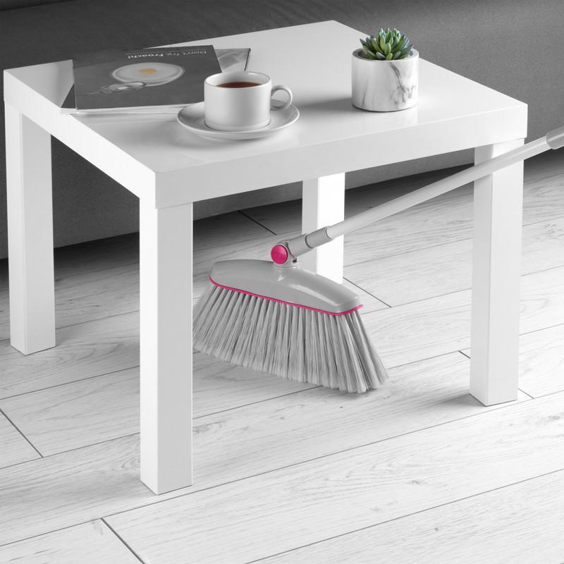 Kleeneze Swivel Head Dustpan With Broom Set Grey/Pink