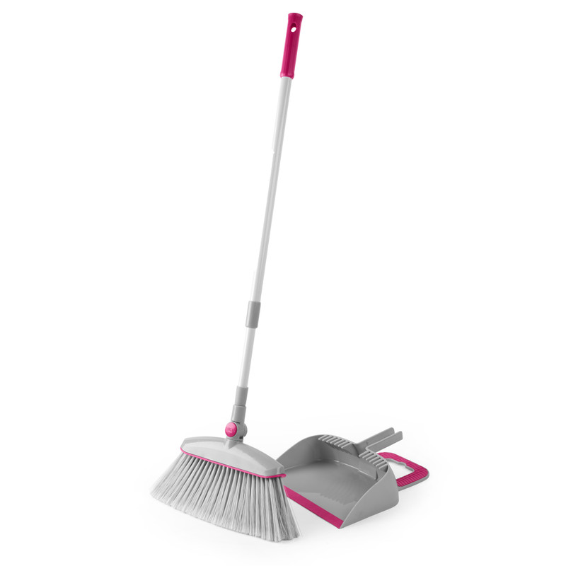 kleeneze Swivel Head Dustpan with Broom Set Grey/Pink kleeneze Swivel Head Dustpan with Broom Set Grey/Pink