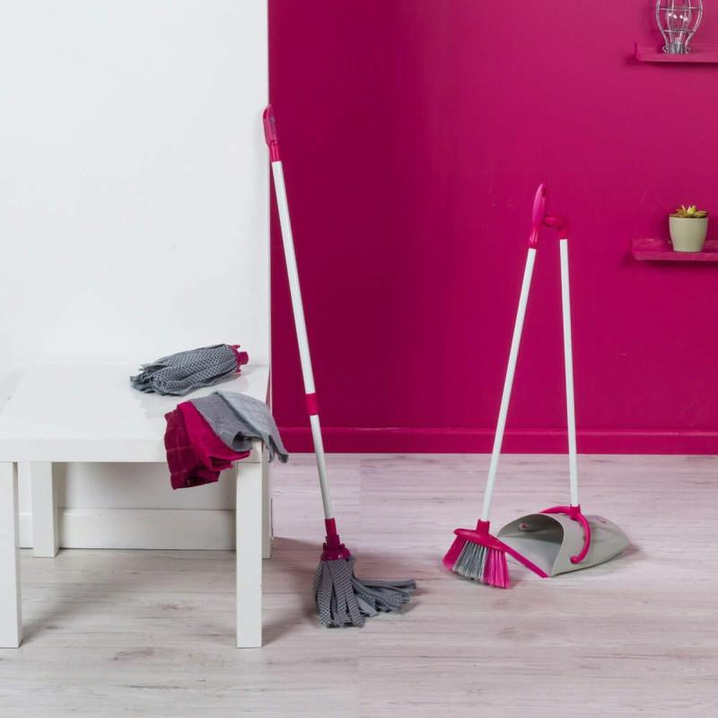 Kleeneze Telescopic Cloth Mop With Dustpan And Broom Set Plus Microfibre Cloths
