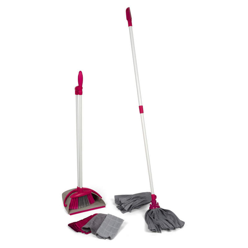 kleeneze Telescopic Cloth Mop with Dustpan and Broom Set plus Microfibre Cloths