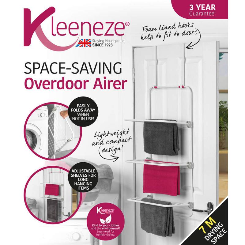 Kleeneze Three-Tier Overdoor Clothes Airer Pink/White