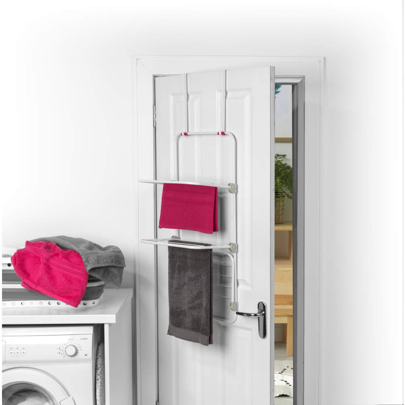 Kleeneze Three-Tier Overdoor Clothes Airer Pink/White