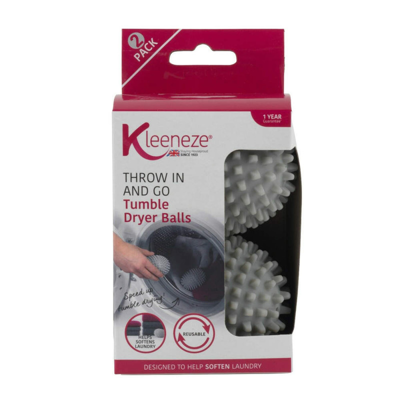 Kleeneze Throw In And Go Tumble Dryer Balls Reusable Laundry Fabric Softeners 2 Pack