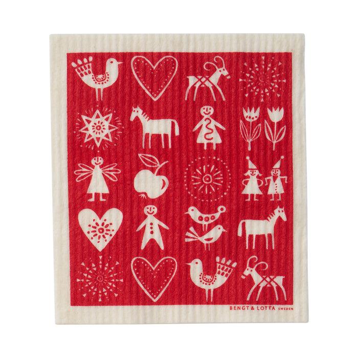 klippan yllefabrik Lotta's Christmas dishcloth Red