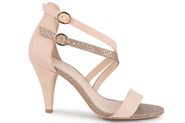Klub Nico Arden Footwear Peony Kid Suede / Pewter Embossed Snake Leather