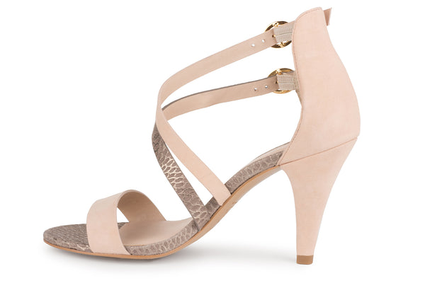 Klub Nico Arden Footwear Peony Kid Suede / Pewter Embossed Snake Leather