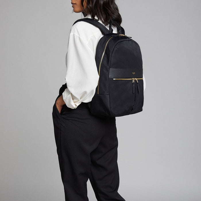 knomo 14" Laptop Backpack in Black with Gold Hardware