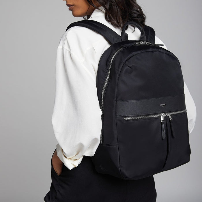 knomo 14" Laptop Backpack in Black with Silver Hardware
