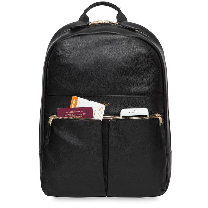Knomo 14" Laptop Backpack In Black Leather