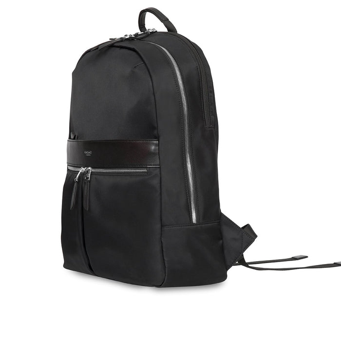 Knomo Large Laptop Backpack In Black With Silver Hardware