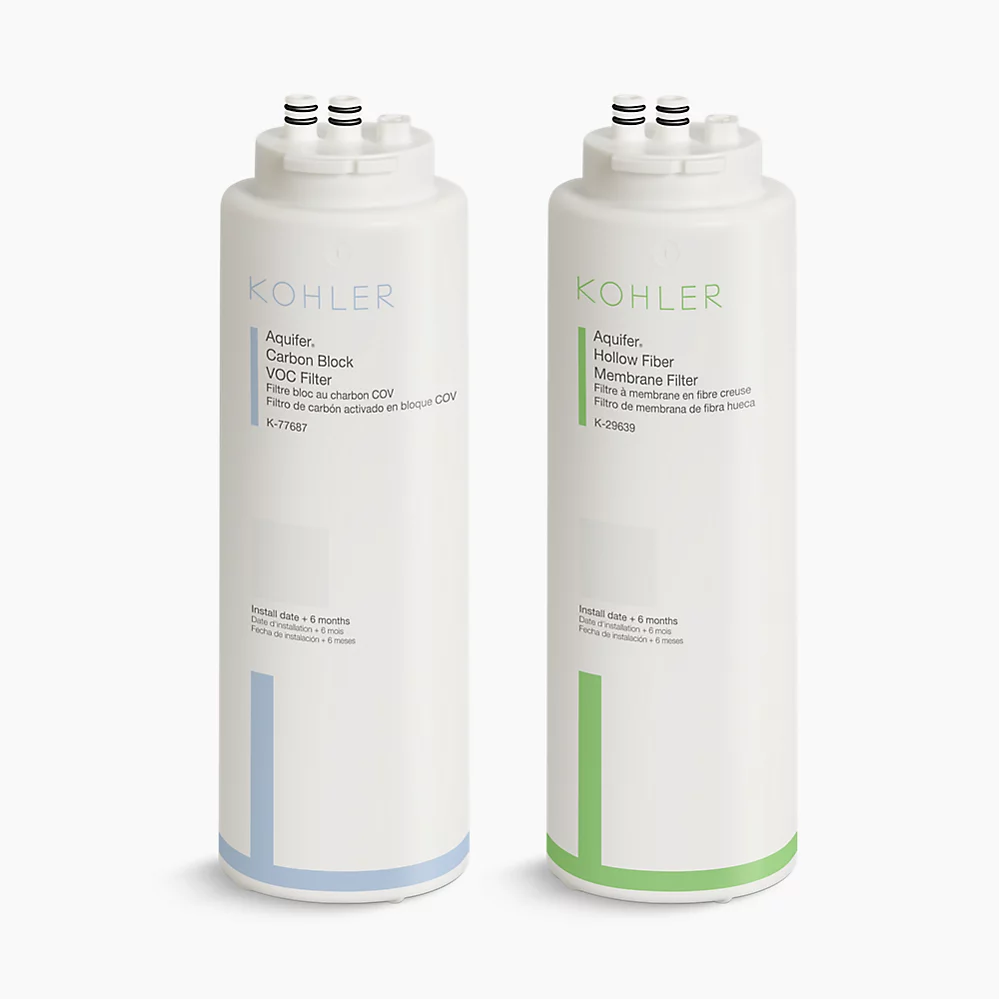kohler Aquifer®+Replacement filter cartridge two-pack with hollow fiber membrane and carbon block VOC