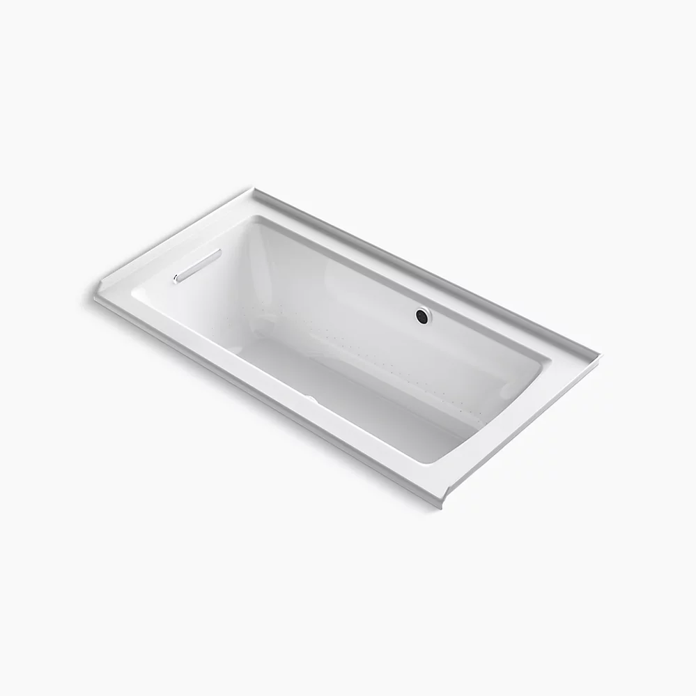 kohler Archer®60" x 30" alcove Heated BubbleMassage™ air bath with Bask® heated surface left drain
