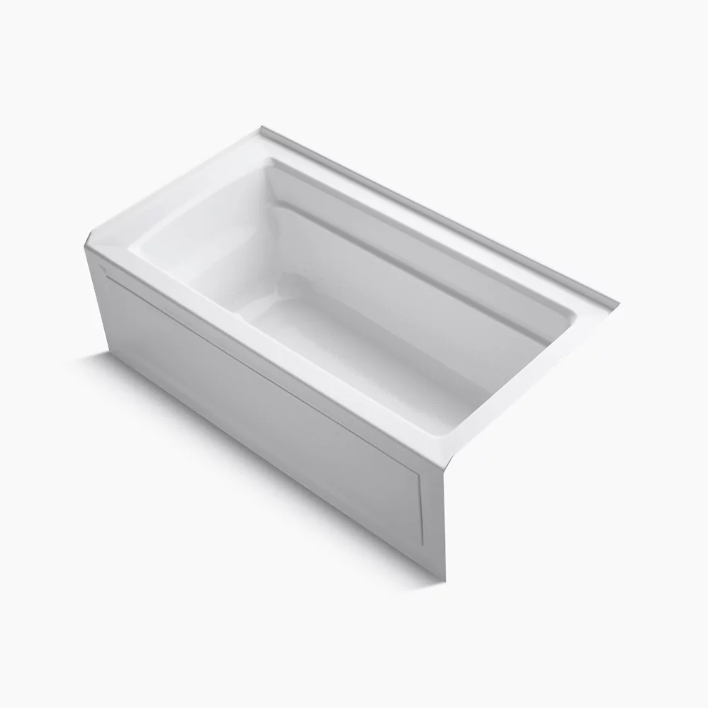 kohler Archer®60" x 32" alcove Heated BubbleMassage™ air bath with Bask® heated surface right drain