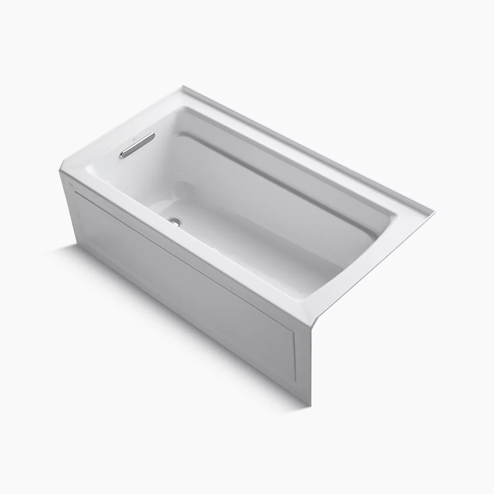 kohler Archer®60" x 32" alcove Heated BubbleMassage™ air bath left drain