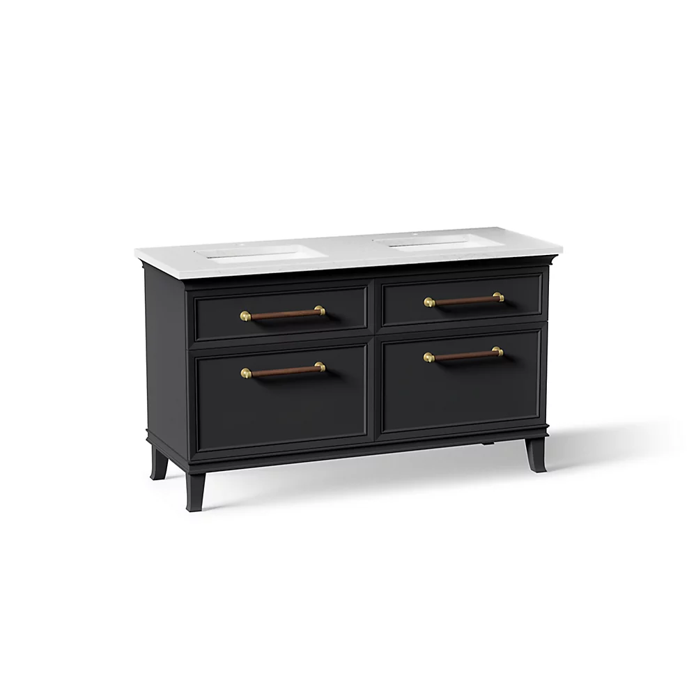 kohler Artifacts™60" bathroom vanity cabinet with sinks and quartz top