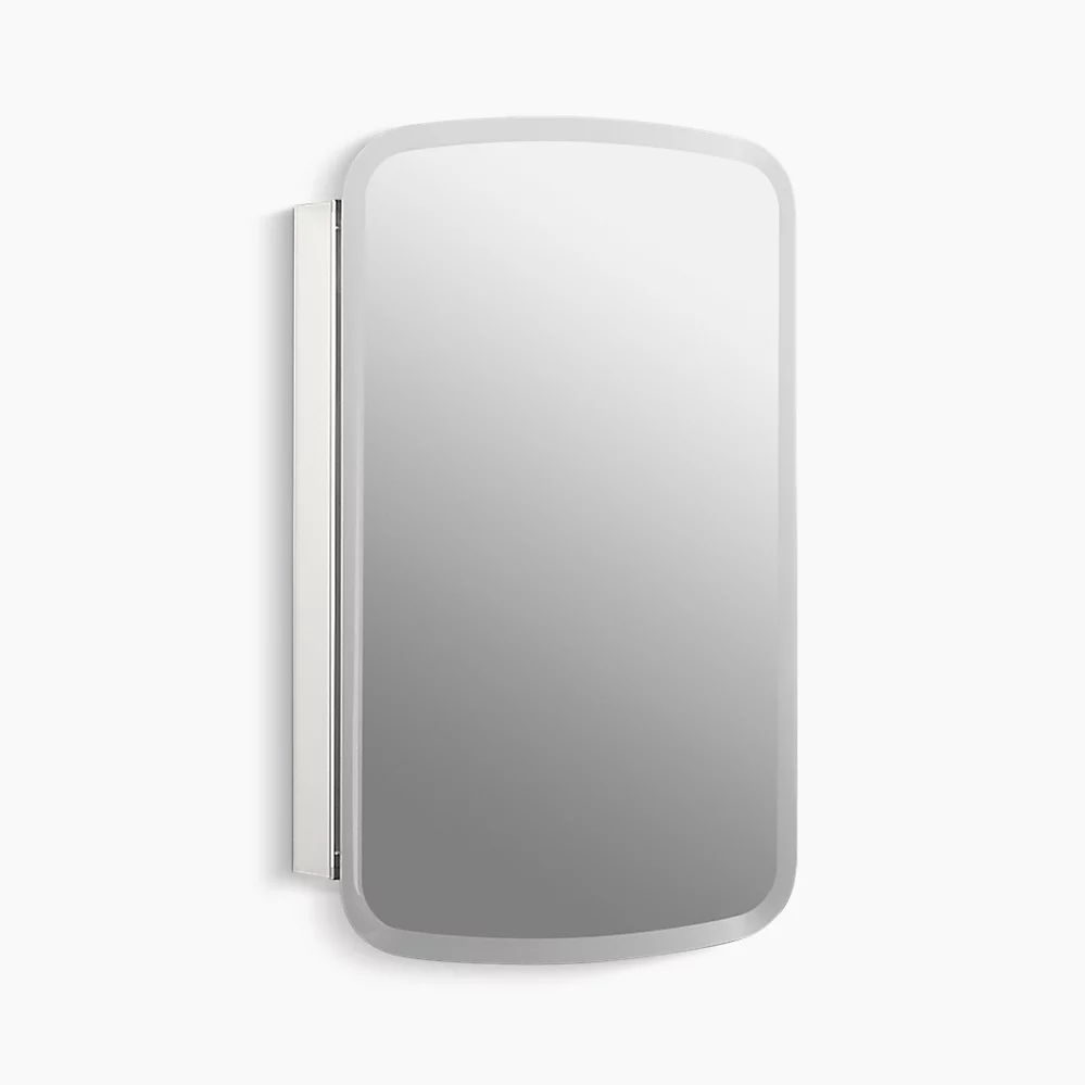 kohler Bancroft®20" W x 31" H aluminum single-door medicine cabinet with mirrored door beveled edges