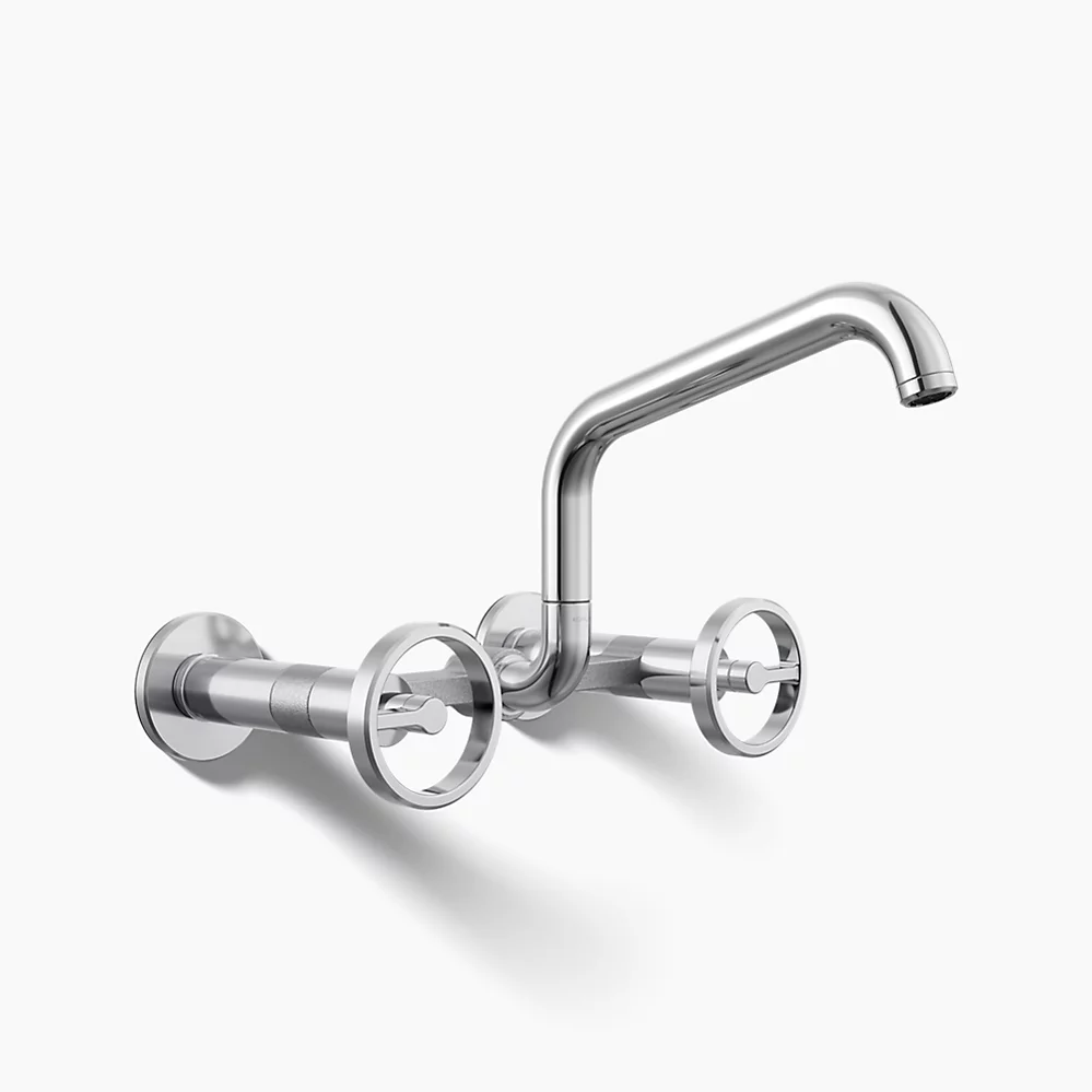 kohler Billet™Two-hole wall-mount bridge kitchen sink faucet