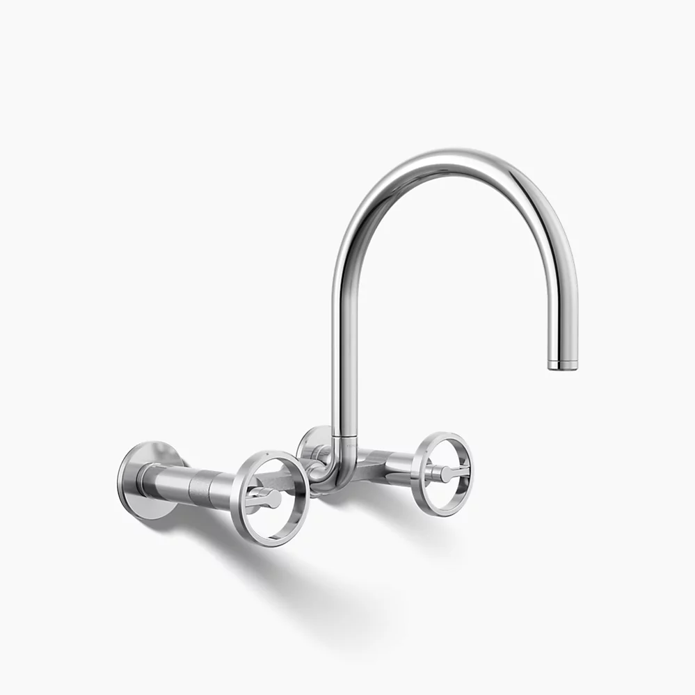 kohler Billet™Two-hole wall-mount bridge kitchen sink faucet