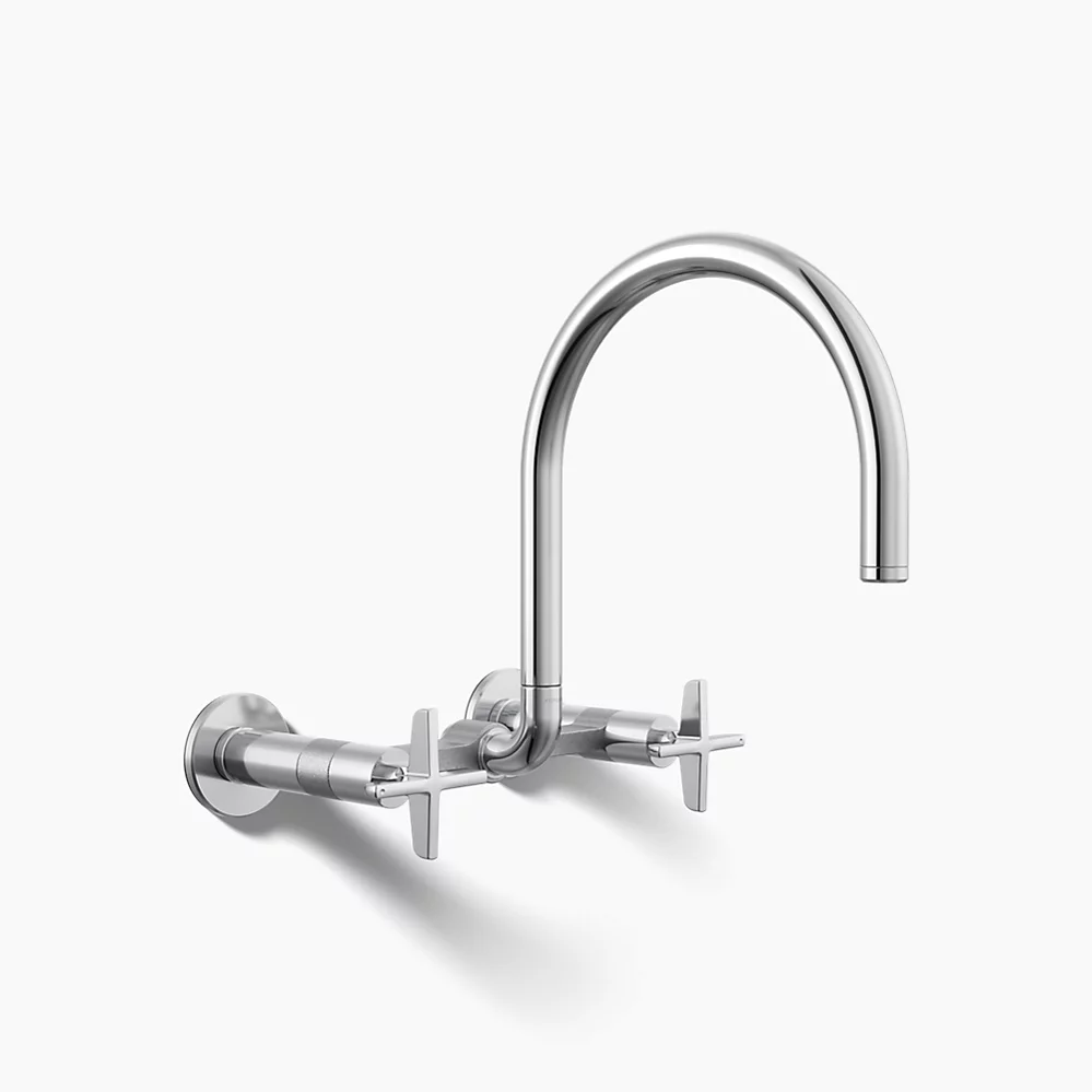 kohler Billet™Two-hole wall-mount bridge kitchen sink faucet