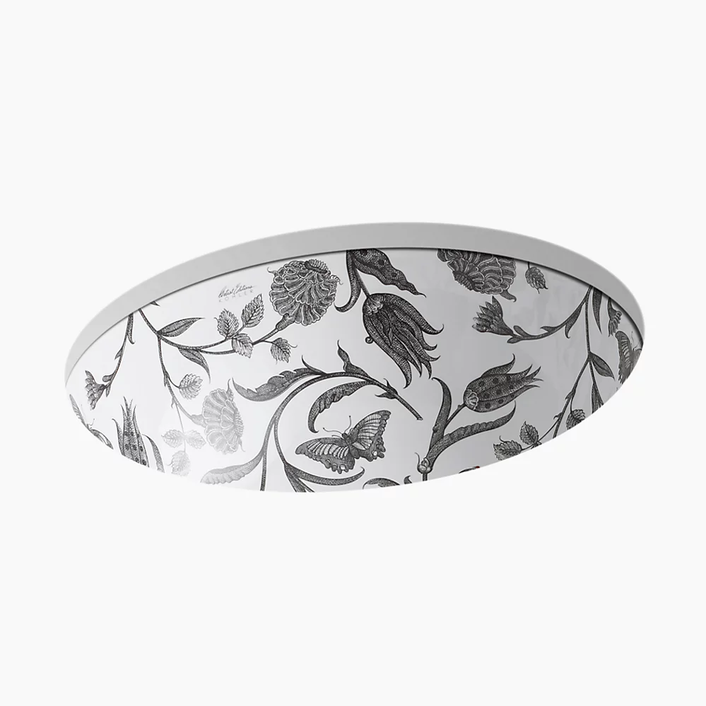 kohler Botanical Study™ Caxton®19-1/4" oval undermount bathroom sink no overflow