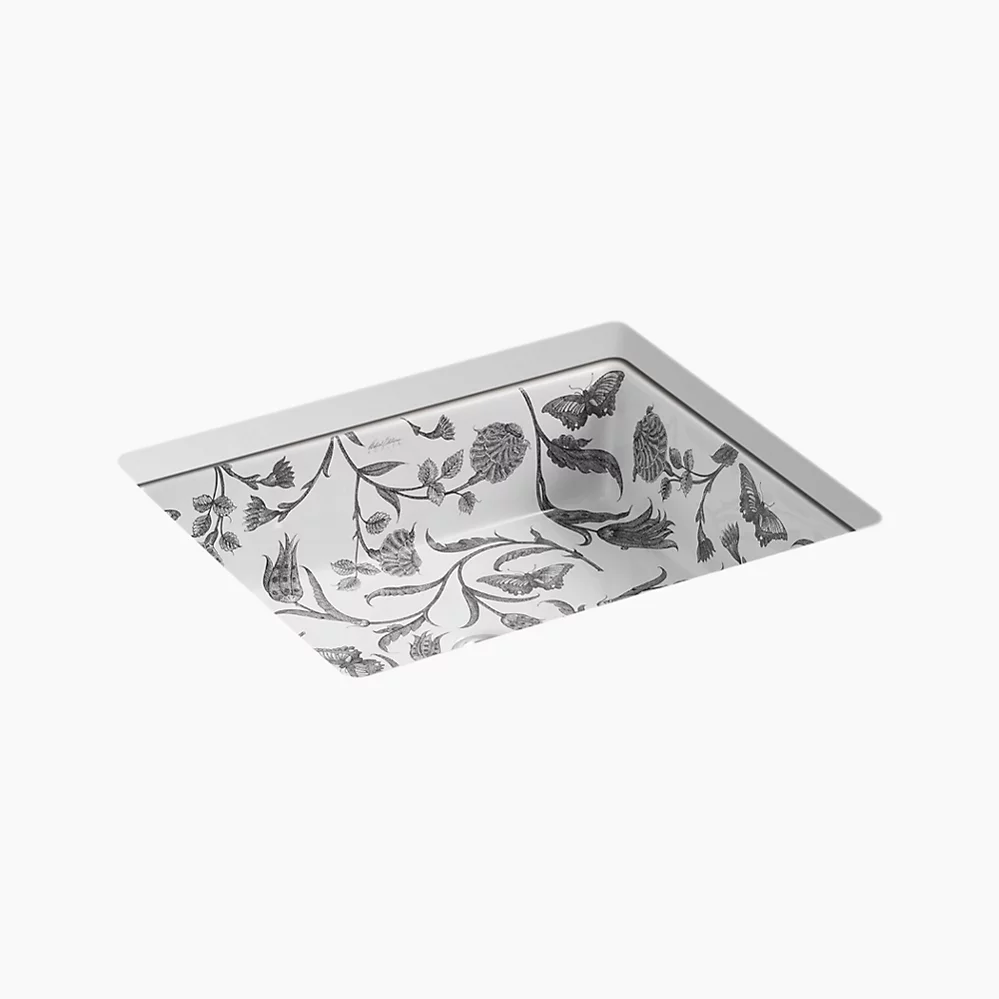 kohler Botanical Study™ Kathryn®19-3/4" rectangular undermount bathroom sink no overflow
