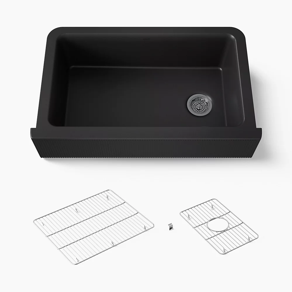 kohler Cairn®34" undermount single-bowl farmhouse kitchen sink with fluted design