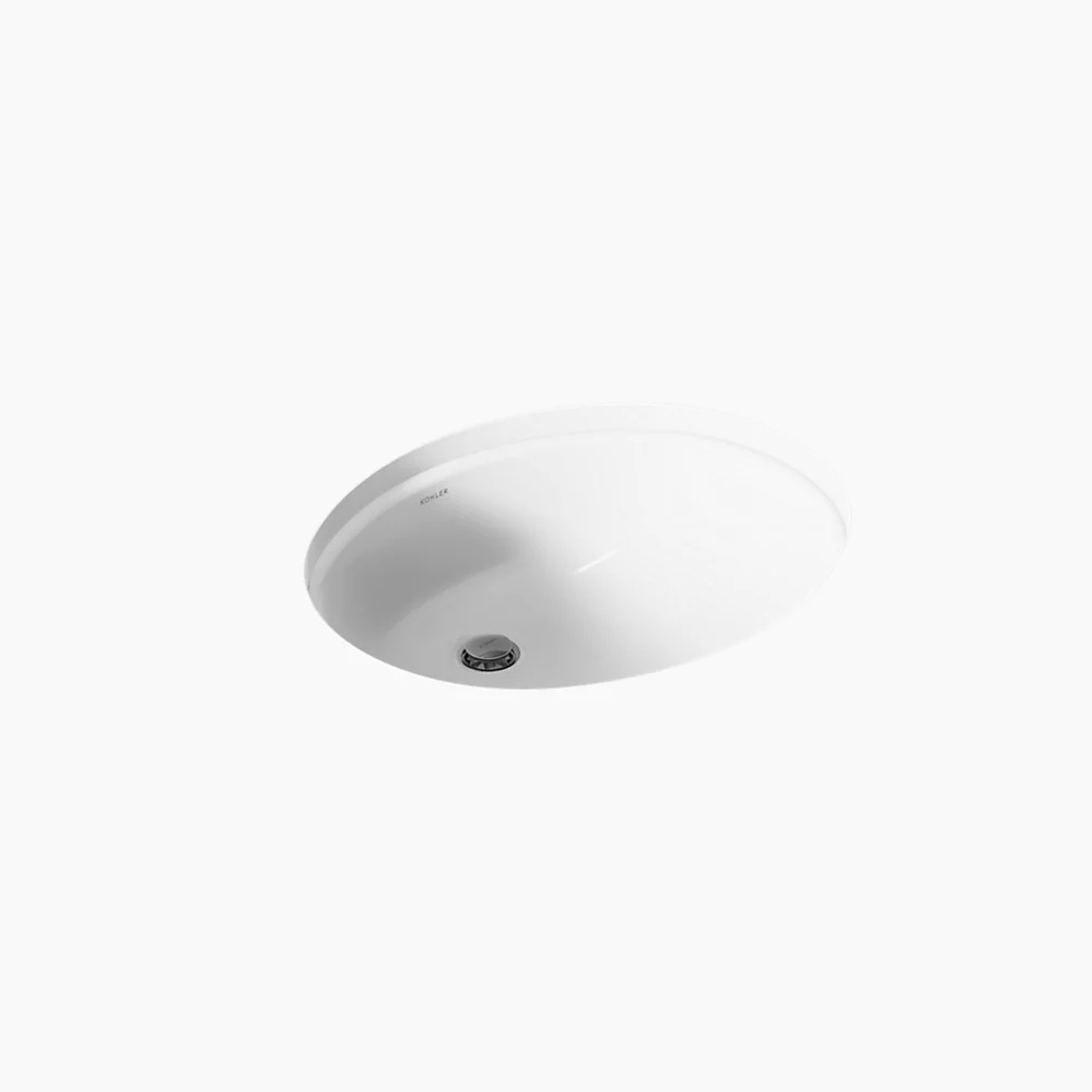 kohler Caxton®19-1/4" oval undermount bathroom sink with glazed underside no overflow
