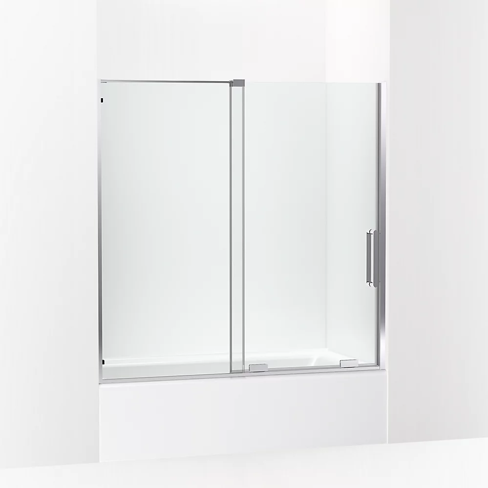 kohler Echelon®Sliding bath door 58-1/4" H x 55-3/4 - 59-3/4" W with 5/16" thick Crystal Clear glass
