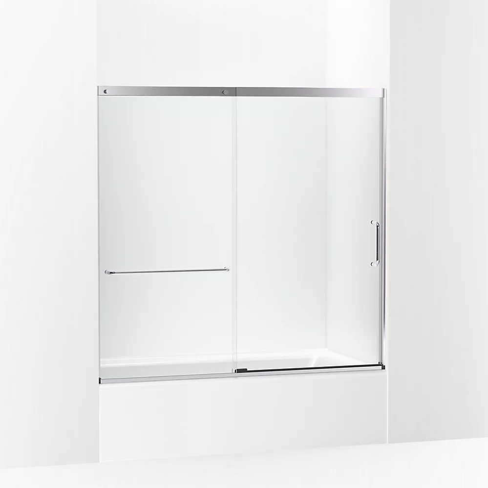 kohler Elate®Sliding bath door 56-3/4" H x 56-1/4 - 59-5/8" W with heavy 5/16" thick Crystal Clear glass