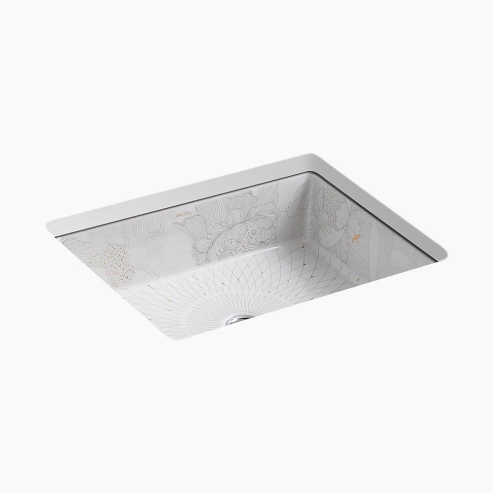 kohler Empress Bouquet™ Kathryn®19-3/4" square undermount bathroom sink no overflow