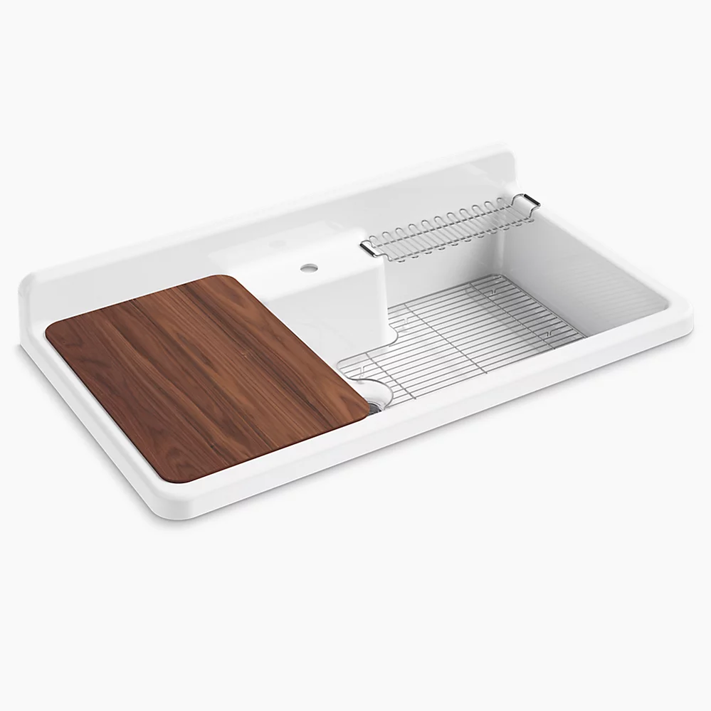 kohler Farmstead®45" top-/wall-mount single-bowl workstation farmhouse kitchen sink