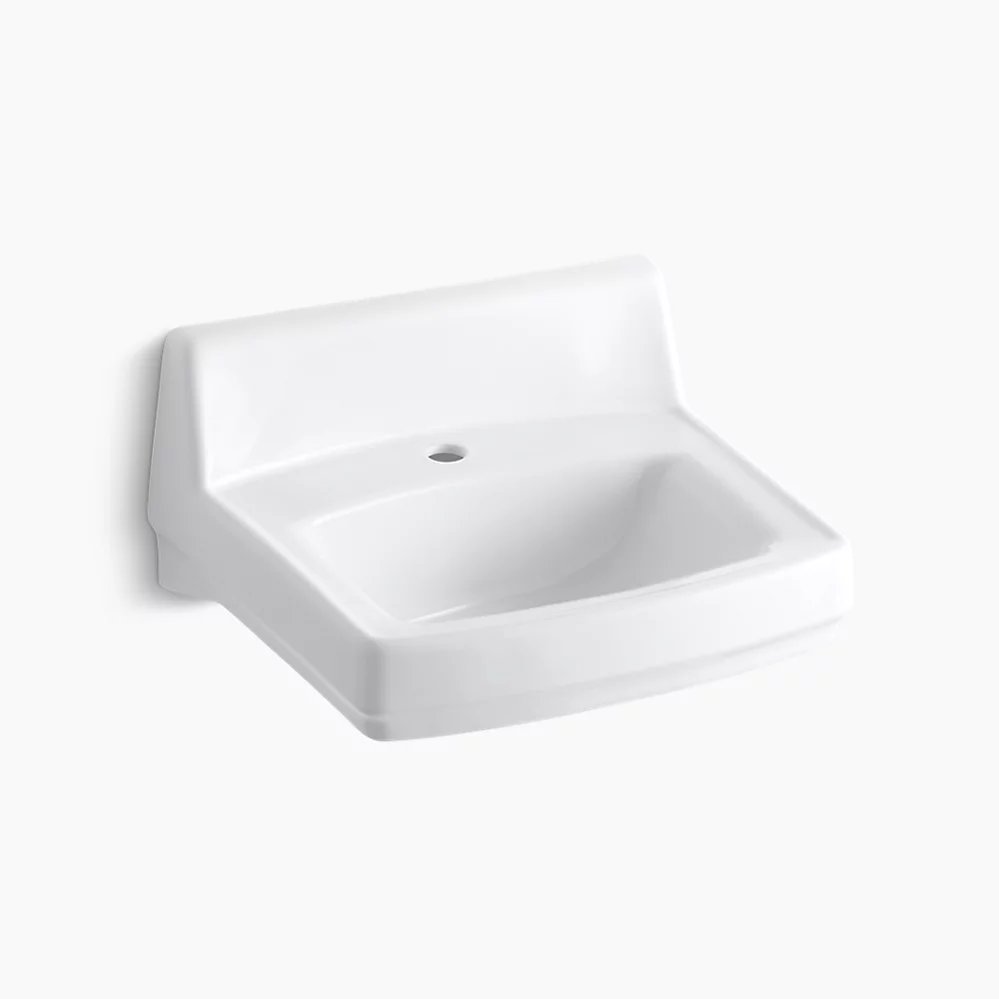 kohler Greenwich™20-3/4" x 18-1/4" wall-mount/concealed arm carrier bathroom sink with single faucet hole drilled for fixture-supported knee-action valve