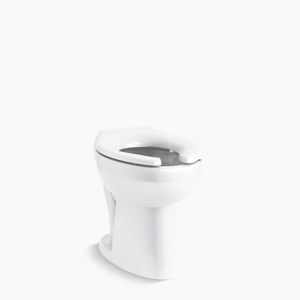 kohler Highcliff™ UltraFloor-mount rear spud antimicrobial flushometer bowl with bedpan lugs