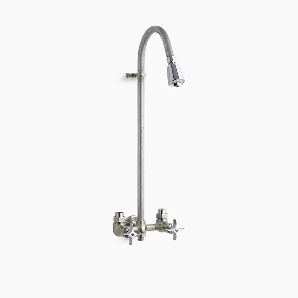 kohler Industrial exposed shower with reversible yoke and galvanized riser