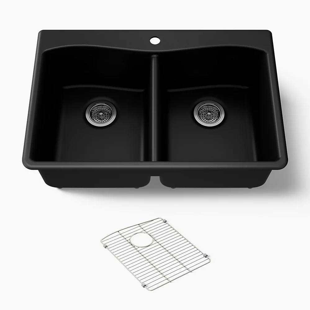 kohler Kennon®33" top-/undermount double-bowl kitchen sink