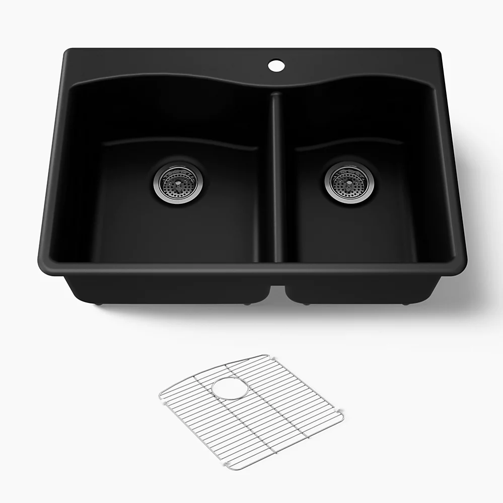 kohler Kennon®33" top-/undermount double-bowl kitchen sink