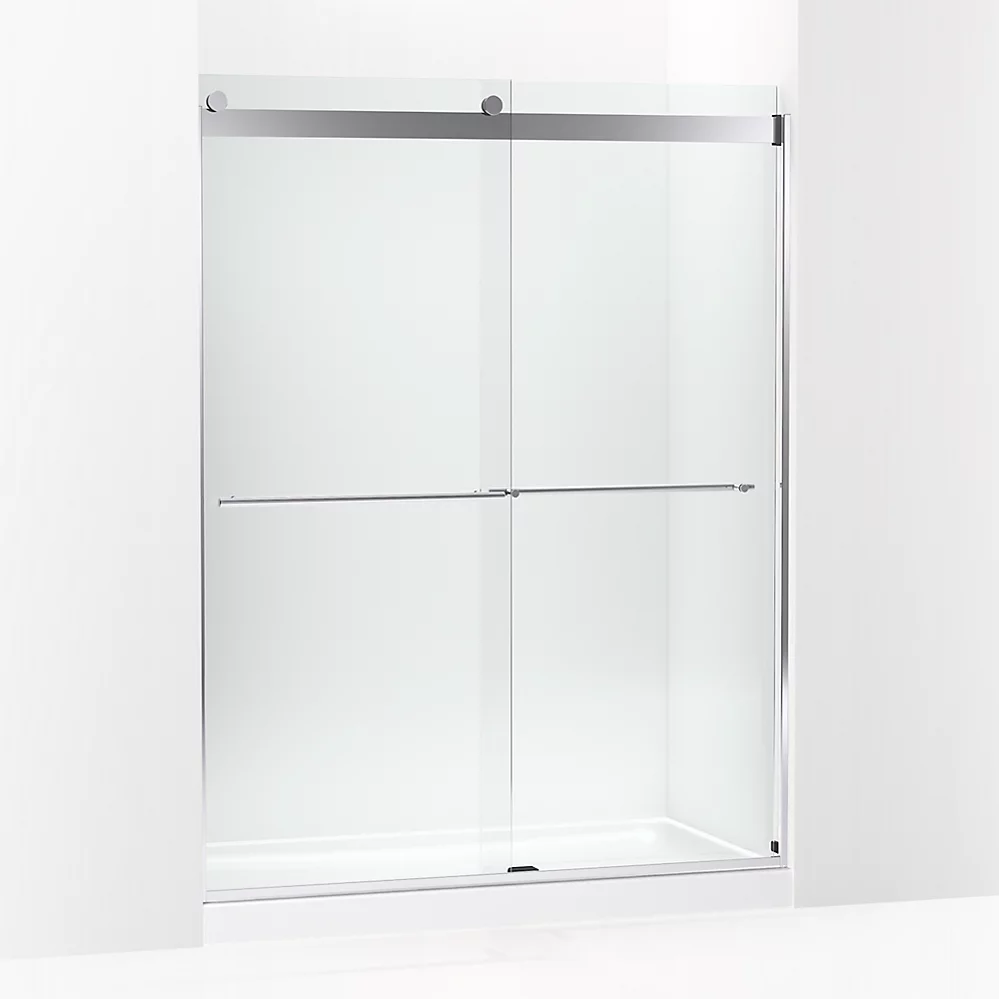 kohler Levity® PlusFrameless sliding shower door 77-9/16" H x 56-5/8 - 59-5/8" W with 5/16"-thick Crystal Clear glass
