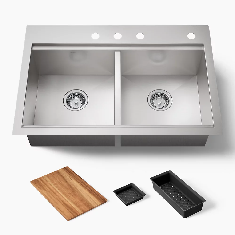 kohler Lyric® Workstation33" top-/undermount double-bowl kitchen sink