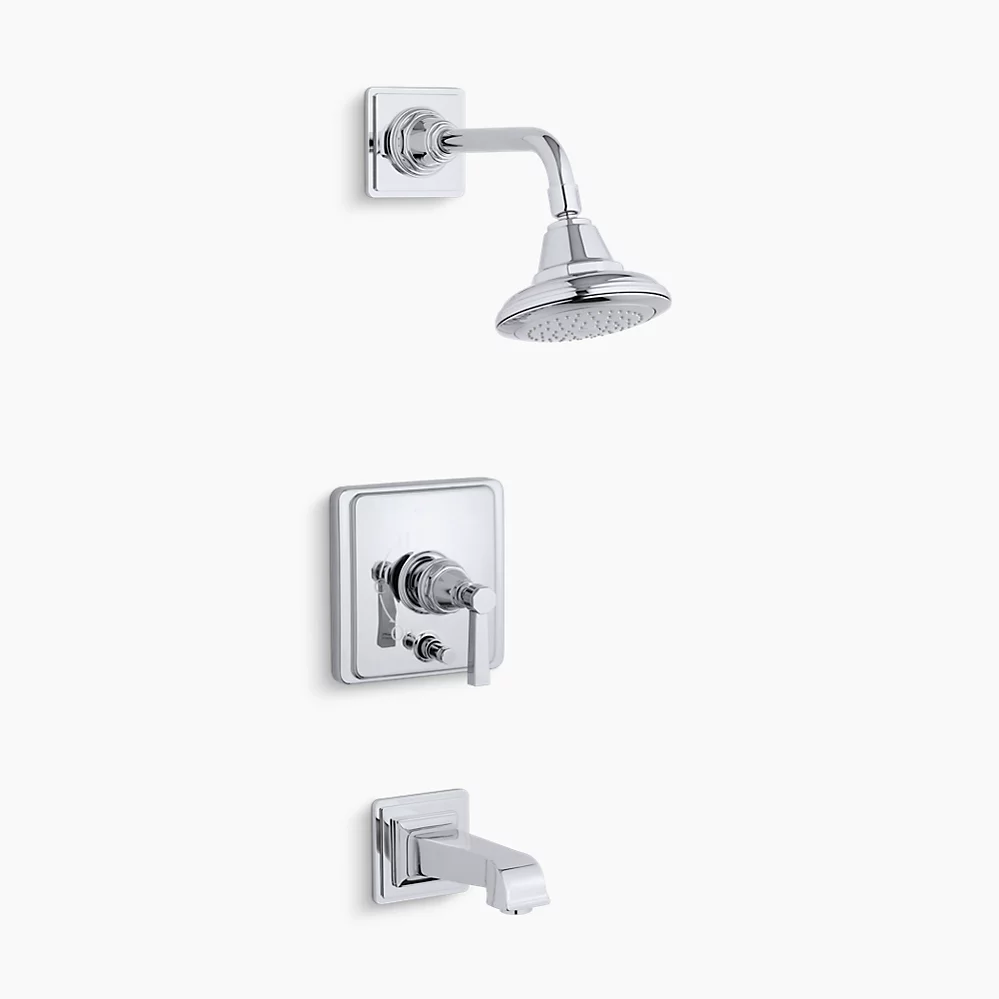 kohler Pinstripe® PureRite-Temp® bath and shower trim kit with push-button diverter and lever handle 2.5 gpm