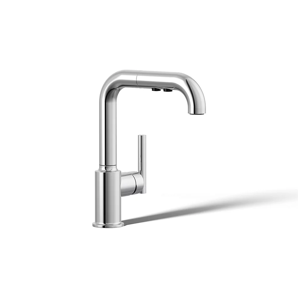 kohler Purist®Pull-out kitchen sink faucet with three-function sprayhead