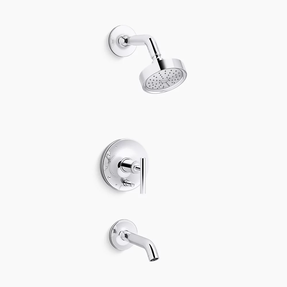 kohler Purist®Rite-Temp® bath and shower trim kit with push-button diverter and lever handle 1.75 gpm