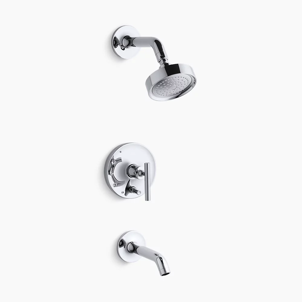 kohler Purist®Rite-Temp® bath and shower trim kit with push-button diverter and lever handle 2.5 gpm