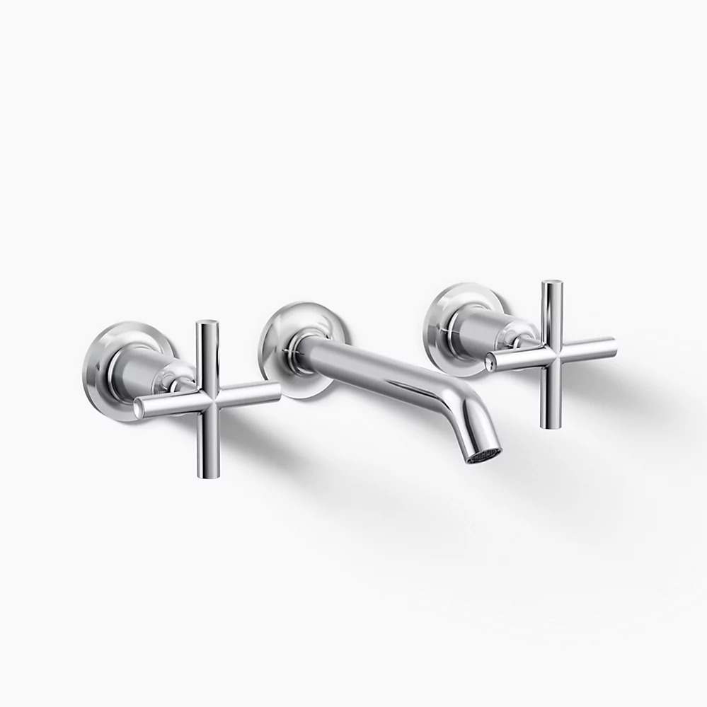 kohler Purist®Wall-mount bathroom sink faucet trim with Cross handles 1.2 gpm
