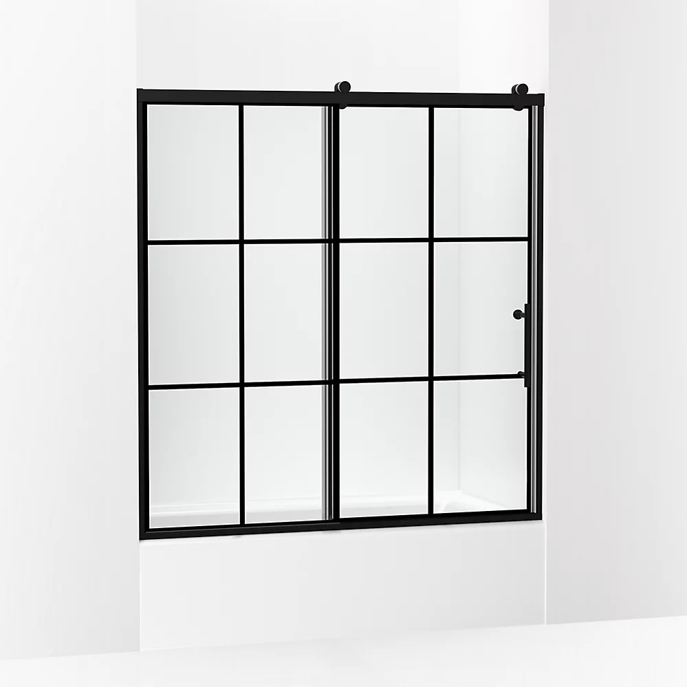 kohler Rely®62-1/2" H sliding bath door with 3/8"-thick glass