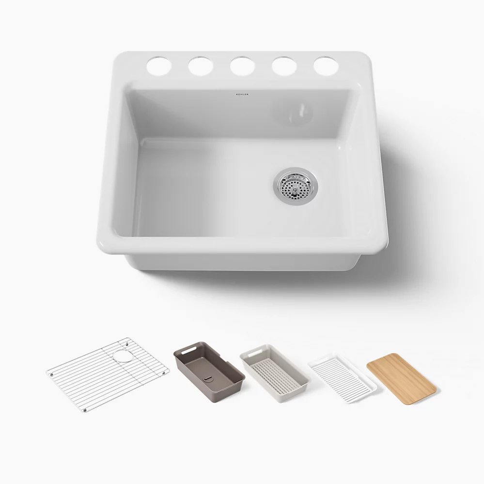 kohler Riverby®25" undermount single-bowl workstation kitchen sink