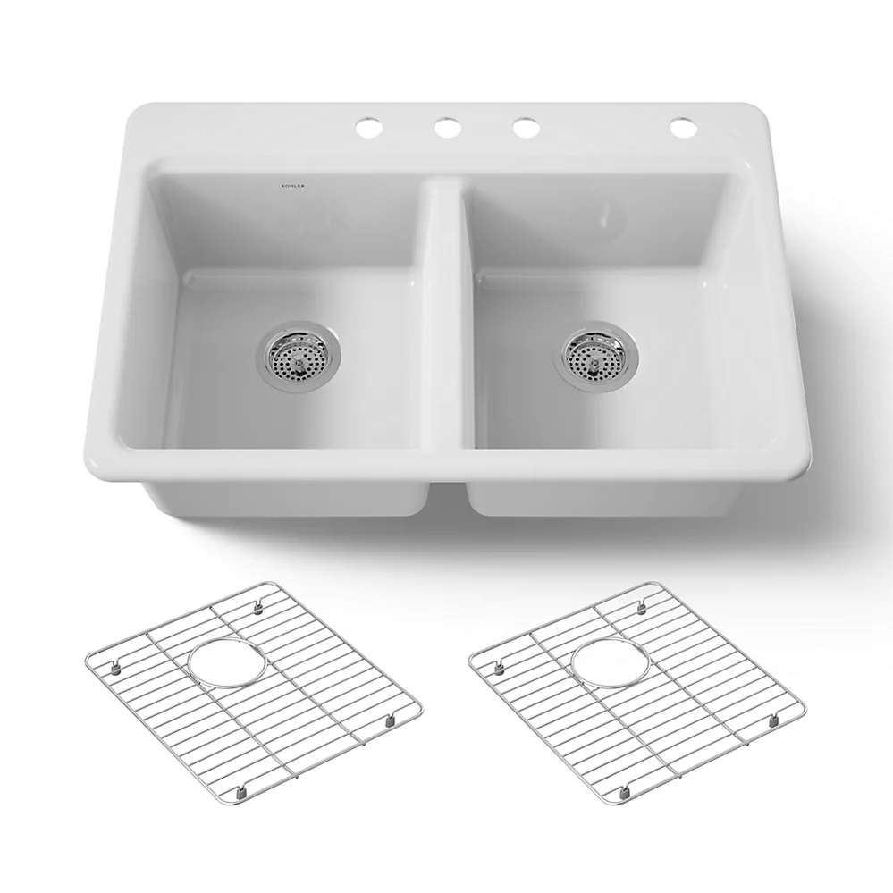 kohler Riverby®33" top-mount double-bowl kitchen sink