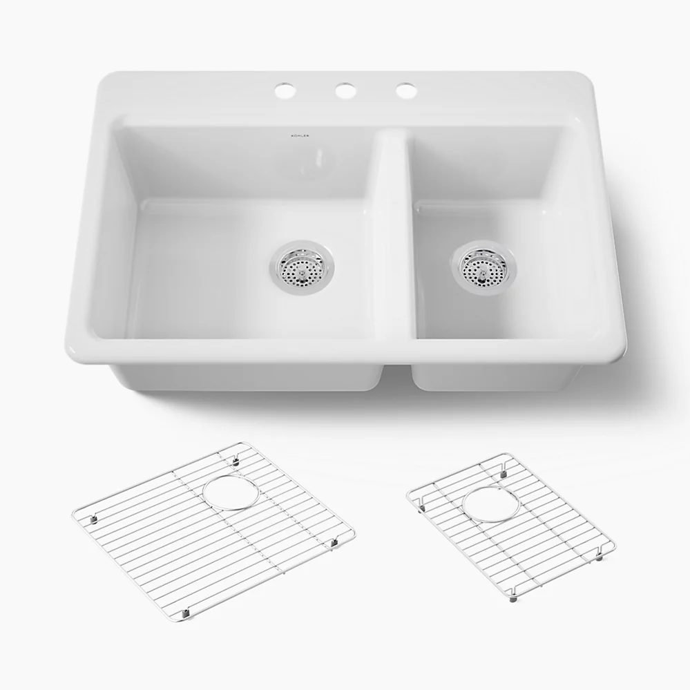 kohler Riverby®33" top-mount double-bowl kitchen sink